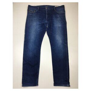 DIESEL Medium Wash TEPPHAR Slim Carrot 5 Pocket Logo Hardware Jeans